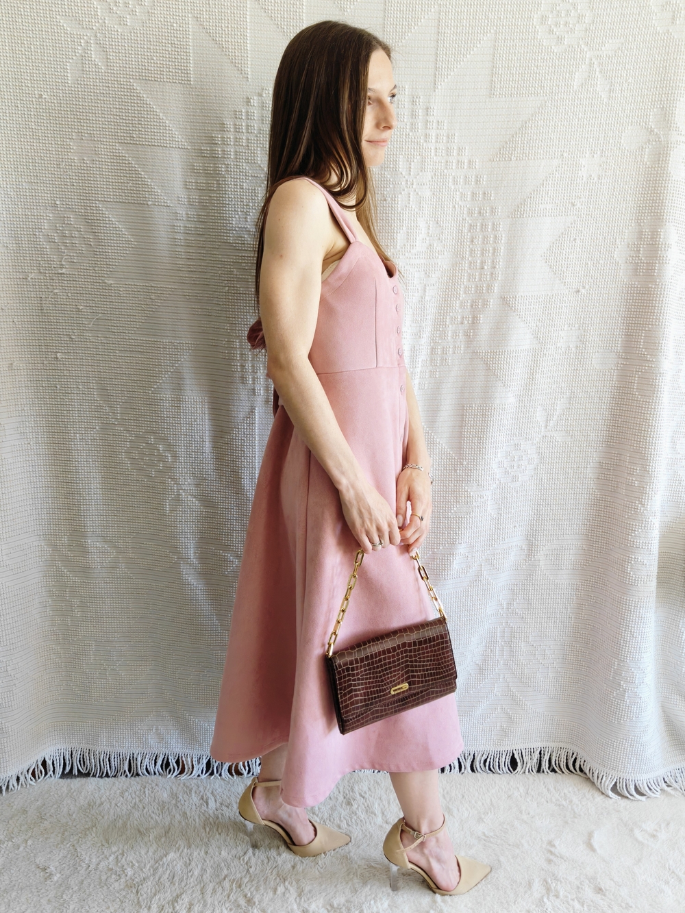 Blush Pink Midi Dress | Small | Bridal Shower | Wedding Guest